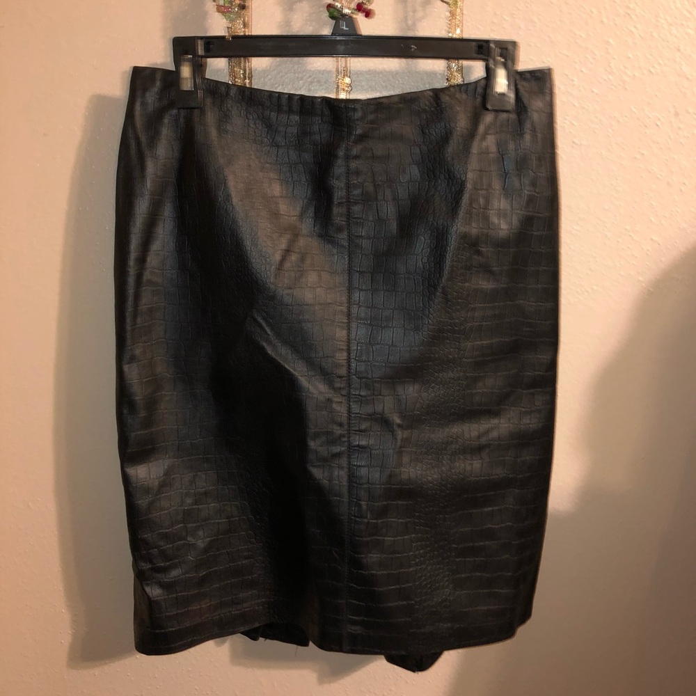Laundry by Shelli Segal Black Leather Pencil Skirt, Sz 10